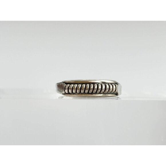 Coil Vintage Geometric Style Flat Sided 925 Sterling Silver Vintage Ring - sz 9 - Picture 2 of 16